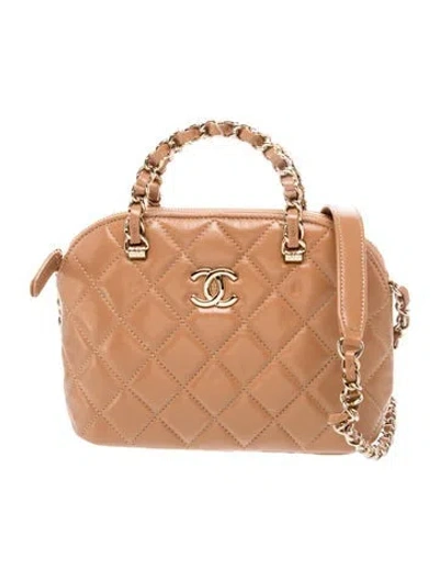 Pre-owned Chanel Coco Clutch W/ Chain In Neutral