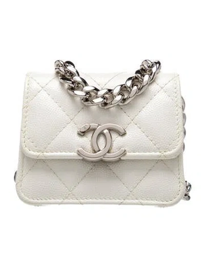 Pre-owned Chanel Coco Clutch W/ Chain In White