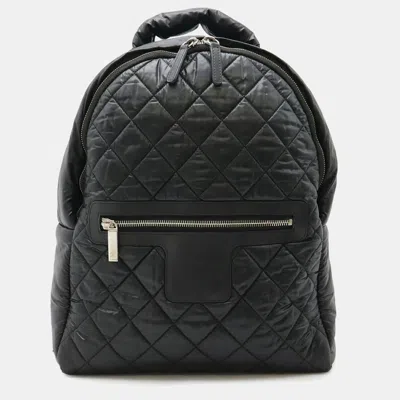 Pre-owned Chanel Coco Cocoon Backpack Quilted Nylon Leather Black Bordeaux