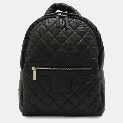 Pre-owned Chanel Coco Cocoon Backpack/daypack In Quilted Nylon And Leather Black Bordeaux