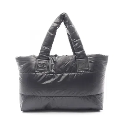 Pre-owned Chanel Coco Cocoon Black Nylon Leather Tote Bag ()