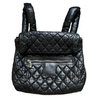 Pre-owned Chanel Coco Cocoon Flap Backpack Lambskin Leather Diamond Quilted Black, 2009