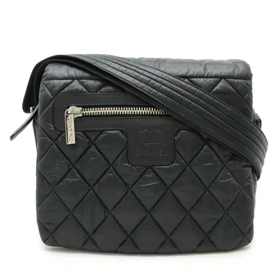 Pre-owned Chanel Coco Cocoon Matelasse Nylon Shoulder Bag In Black