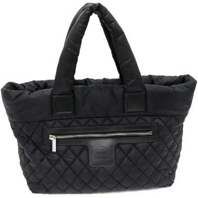 Pre-owned Chanel Coco Cocoon Nylon Calfskin Tote Bag In Black