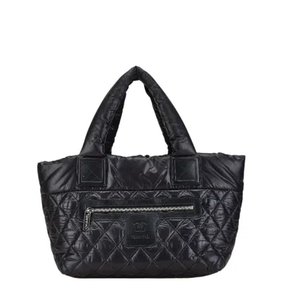 Pre-owned Chanel Coco Cocoon Nylon Leather Tote Bag () In Black