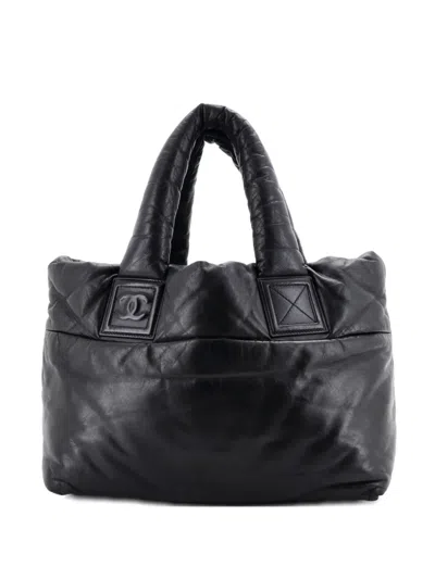 Pre-owned Chanel Coco Cocoon Reversible Quilted Lambskin Small Tote Bag In Black