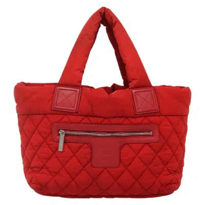 Pre-owned Chanel Coco Cocoon Reversible Tote Quilted Nylon Red Nylon Tote Bag Bag ()
