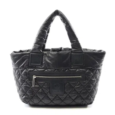 Pre-owned Chanel Coco Cocoon Small Tote Bag Nylon In Black