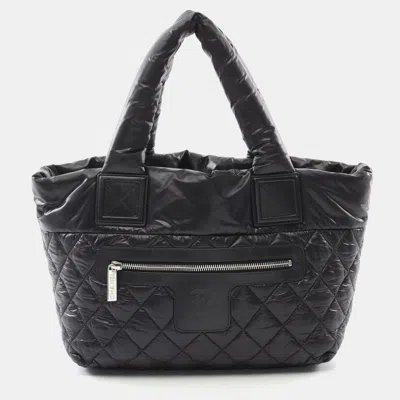 Pre-owned Chanel Coco Cocoon Small Tote Hand Bag Reversible Nylon Black Bordeaux