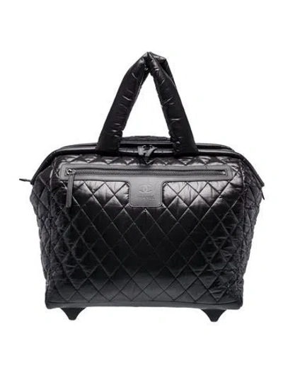 Pre-owned Chanel Coco Cocoon Trolley Rolling Case In Black