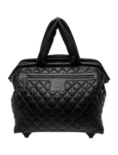 Pre-owned Chanel Coco Cocoon Trolley Rolling Case In Black