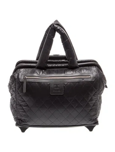 Pre-owned Chanel Coco Cocoon Trolley Rolling Case In Black