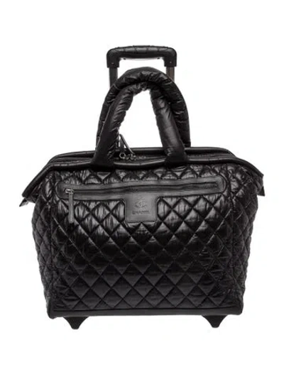 Pre-owned Chanel Coco Cocoon Trolley Rolling Case In Black
