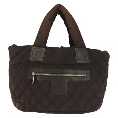 Pre-owned Chanel Coco Cocoon Zipped Tote Quilted Printed Nylon Nylon Bag () In Brown