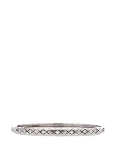 Pre-owned Chanel Coco Crush Bangle 18k White Gold With Diamonds Mini Bracelet In Silver