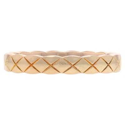 Pre-owned Chanel Coco Crush Beige Gold Mini Band - 18k Etched Wedding Ring Size 6 In Brown