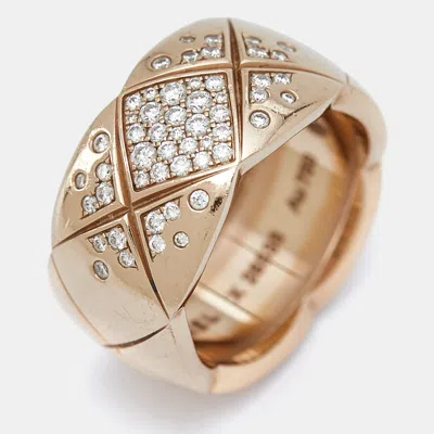 Pre-owned Chanel Coco Crush Diamond 18k Rose Gold Ring Size 56