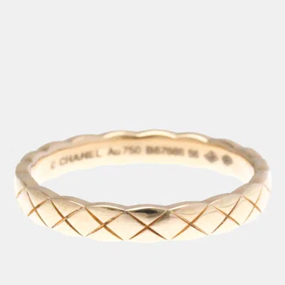 Pre-owned Chanel Coco Crush Fashion No Stone Mini Model 18k Pink Gold Band Ring