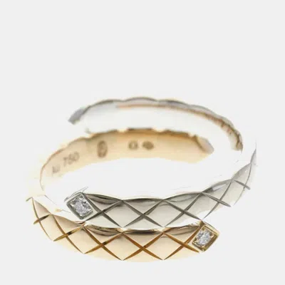 Pre-owned Chanel Coco Crush J11971 18k White Gold 18k Rose Gold Diamond Ring