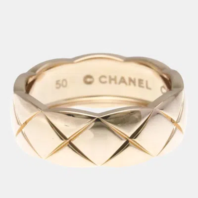 Pre-owned Chanel Coco Crush Medium Size Pink Gold 18k Fashion No Stone Band Ring Pink Gold