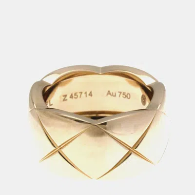 Pre-owned Chanel Coco Crush Ring Large Size Pink Gold 18k Fashion No Stone Band Ring Pink Gold