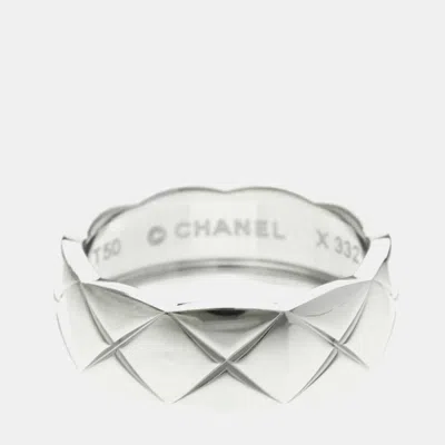 Pre-owned Chanel Coco Crush Ring Medium Model 18k White Gold Fashion Band Ring Eu 50