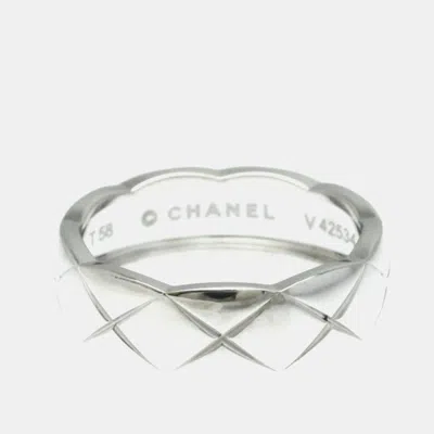 Pre-owned Chanel Coco Crush Ring Medium Model White Gold 18k Fashion No Stone Band Ring Silver Eu 58