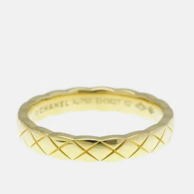 Pre-owned Chanel Coco Crush Ring Mini Model 18k Yellow Gold Band Ring 52