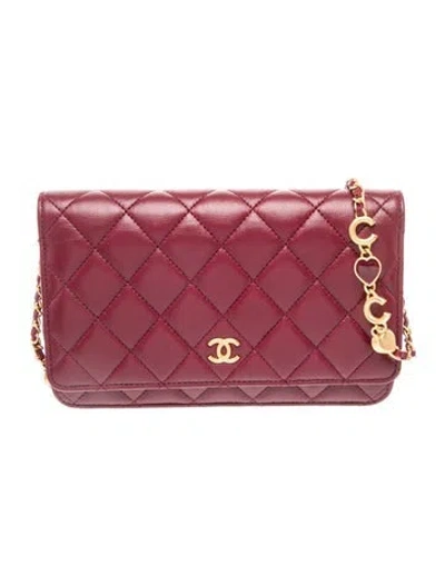 Pre-owned Chanel Coco De Toi Wallet On Chain In Burgundy