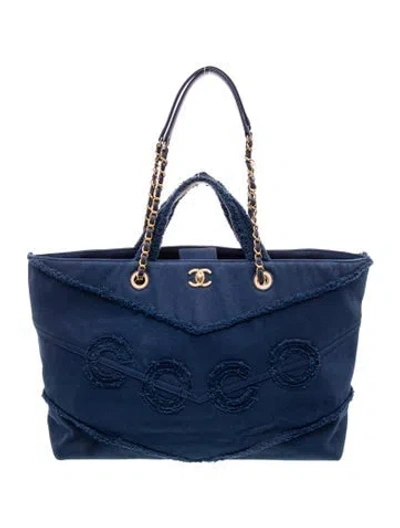 Pre-owned Chanel Coco Denim Tote In Blue