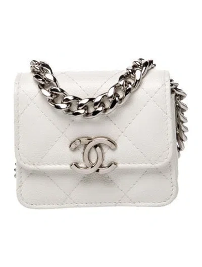 Pre-owned Chanel Coco Enamel Clutch W/ Chain In White