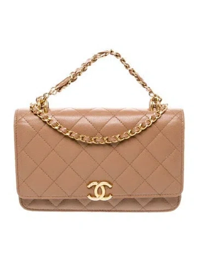 Pre-owned Chanel Coco First Wallet On Chain In Brown