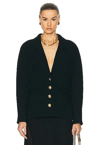Pre-owned Chanel Coco Gold Button Tweed Jacket In Black