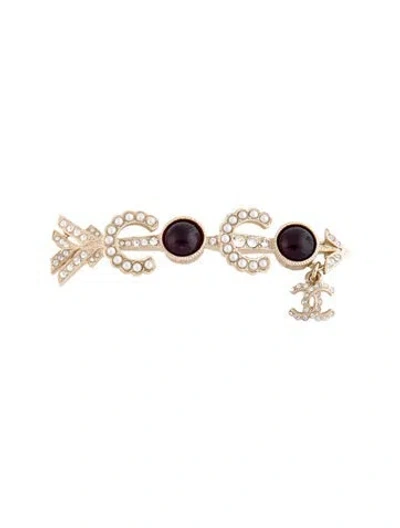 Pre-owned Chanel Coco Hair Clip In Gold