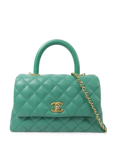Pre-owned Chanel Coco Handle 2 Way Tote Bag In Green