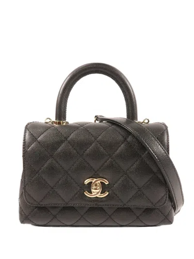 Pre-owned Chanel Coco Handle Cc Turn-lock Tote Bag In Black