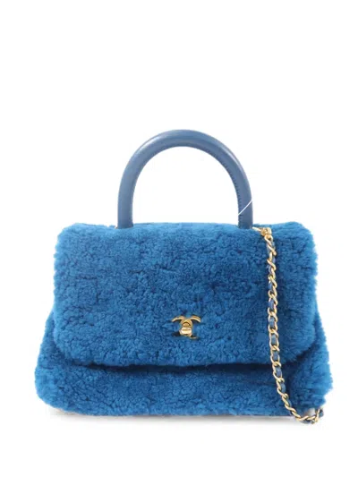 Pre-owned Chanel Coco Handle Cc Turn-lock Tote Bag In Blue