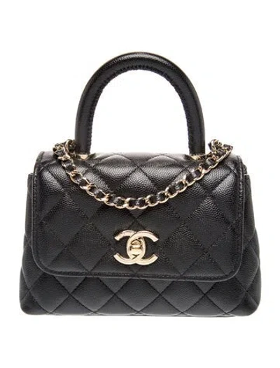 Pre-owned Chanel Coco Handle Clutch W/ Chain In Black