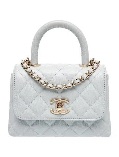 Pre-owned Chanel Coco Handle Clutch W/ Chain W/ Tags In Blue