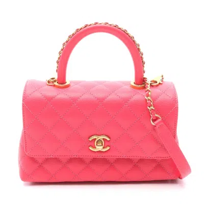 Pre-owned Chanel Coco Handle Flap Matelasse Handbag Red