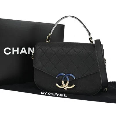Pre-owned Chanel Coco Handle Leather Handbag () In Black