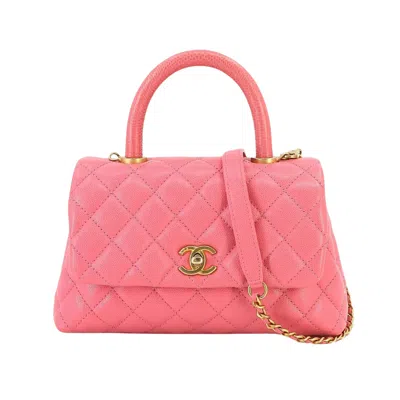 Pre-owned Chanel Coco Handle Pink Leather Shoulder Bag ()