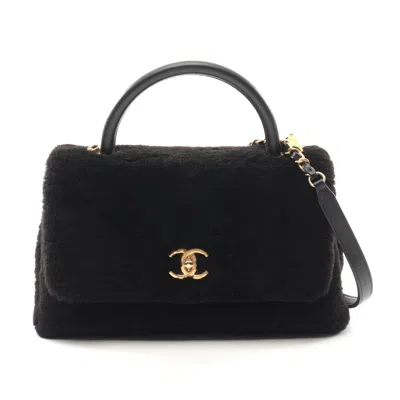 Pre-owned Chanel Coco Handle Top Flap Handbag In Black