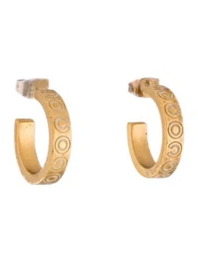 Pre-owned Chanel Coco Logo Hoop Earrings In Multi