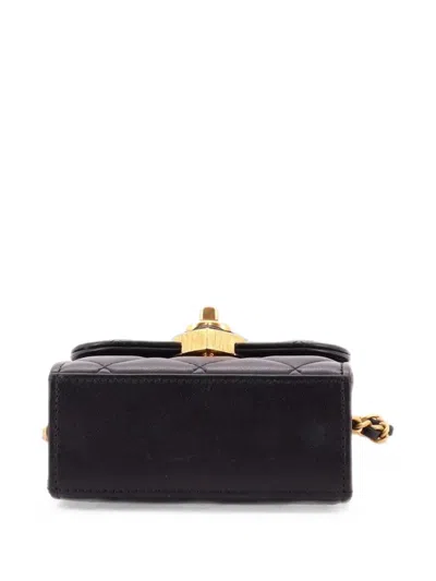 Pre-owned Chanel Coco Love Cc Heart Clutch With Chain Quilted Lambskin Mini Crossbody Bag In Black