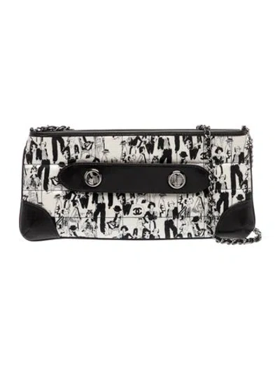 Pre-owned Chanel Coco Mademoiselle Silk Pochette In Black
