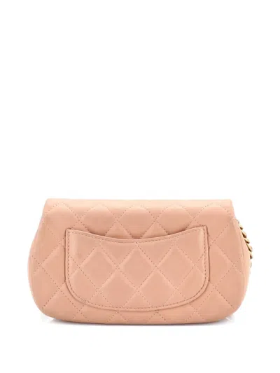 Pre-owned Chanel Coco Mail Clutch With Chain Quilted Calfskin Crossbody Bag In Neutral
