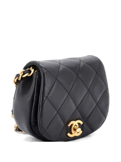 Pre-owned Chanel Coco Mail Clutch With Chain Quilted Calfskin Mini Crossbody Bag In Black