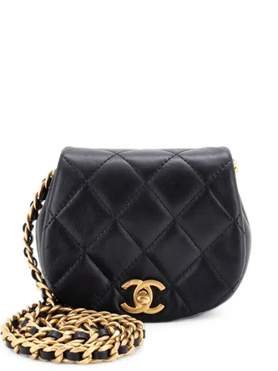 Pre-owned Chanel Coco Mail Clutch With Chain Quilted Calfskin Mini Crossbody Bag In Black