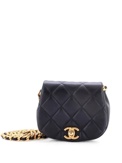 Pre-owned Chanel Coco Mail Clutch With Chain Quilted Calfskin Mini Crossbody Bag In Black